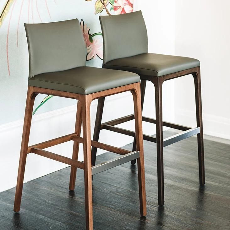 CFC-01A Bar Stool /Microfiber Leather//High Density Sponge//Ash Wood Base/Italian Style in Home and Hotel