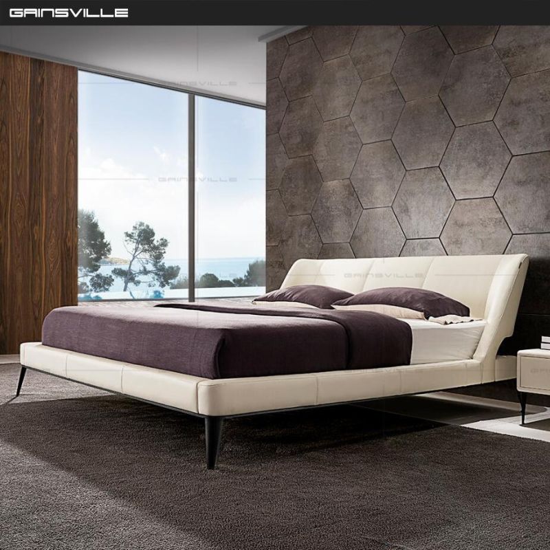 Top Selling Leather Bed Sofa Bed Upholstered Bed Home Furniture Modern Furniture Bedroom Furniture in Italy Style