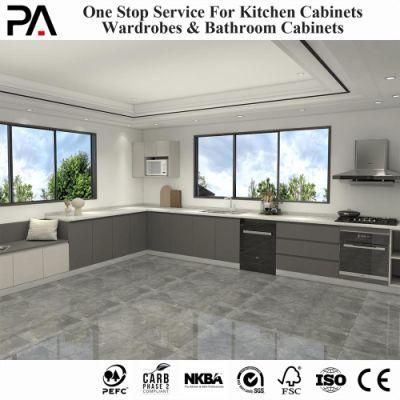 PA Foshan Dark Proofing Handless Melamine Finish Modern Kitchen Cabinet