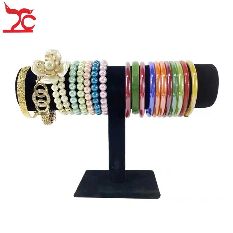White PU Leather Jewelry T-Bar Stand Bracelet Bangle Chians Display Bracket Rack
