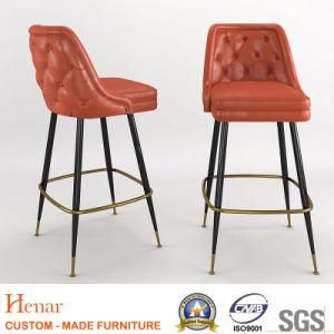 Contemporary Red Tufted Leather 32 Hight Counter Bar Stools with Back