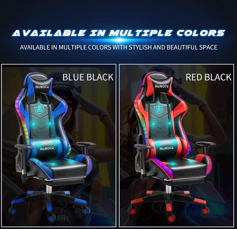 CE Approval Cheap E-Sport DDP PU Lleather Computer PC Game Chair Silla Gamer LED RGB Racing Massage Gaming Chair with Lights and Speakers