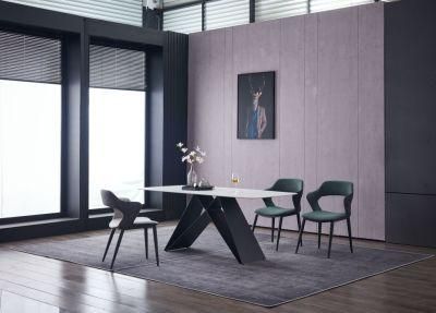 Factory Modern Designer Sunlink Marble Kitchen Furniture Velvet Chair Dining Table Set