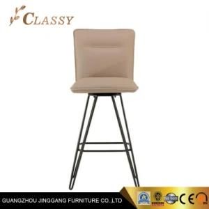 Modern Bar Chair Stools with Leather Seat Bag and Metal Stainless Steel High Legs