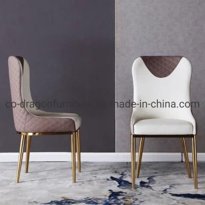 High Quality Light Luxury Steel Leather Dining Chair Home Furniture