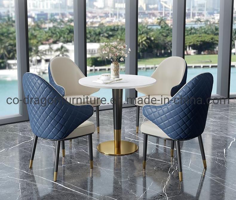 Modern Home Furniture Wooden Legs Leather Dining Chair with Arm