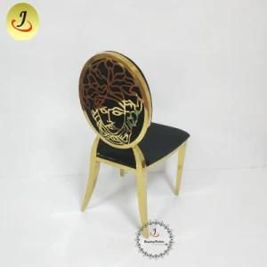 Luxury Royal with Back Flower Stainless Steel Dining Chair for Wedding Banquet