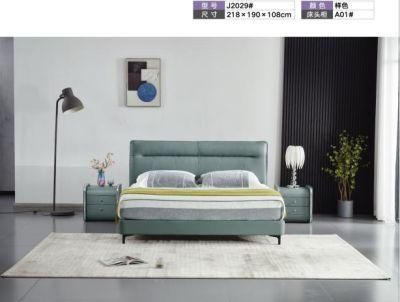 Minimalist Style Upholstered Wooden Bedroom Furniture King Size Leather Double Wall Bed