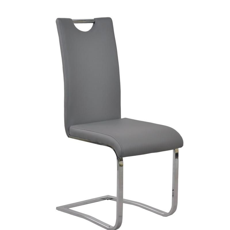 Hot Sale Stylish Grey Home Office Furniture Faux Leather Dining Chair