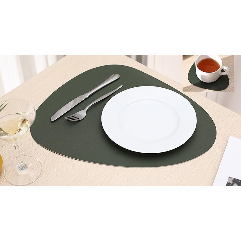 Leather Desk Placemat Pad PU Round Large Mouse Plate Eating Food Heat Resistant Trivet Coasters Place Custom Coaster Table Mat
