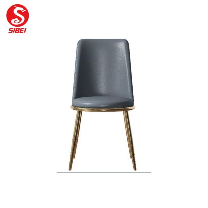 Molded Leather Upholstered Dining Room Chair Restaurant Coffee Shop Dining Chairs with Metal Legs