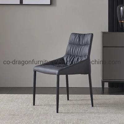Modern Luxury Home Furniture Metal Legs Dining Chair with Leather