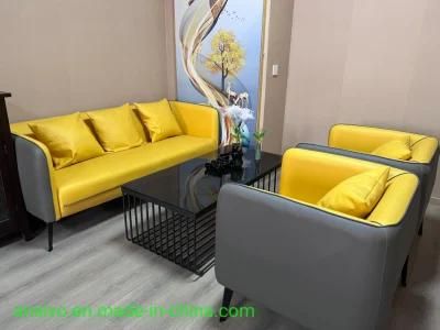 Leather Sofa, Simple Style, Economical Three-Person Coffee Table Combination, Office Sofa, Meeting Guests, Business Office, Special Purpose
