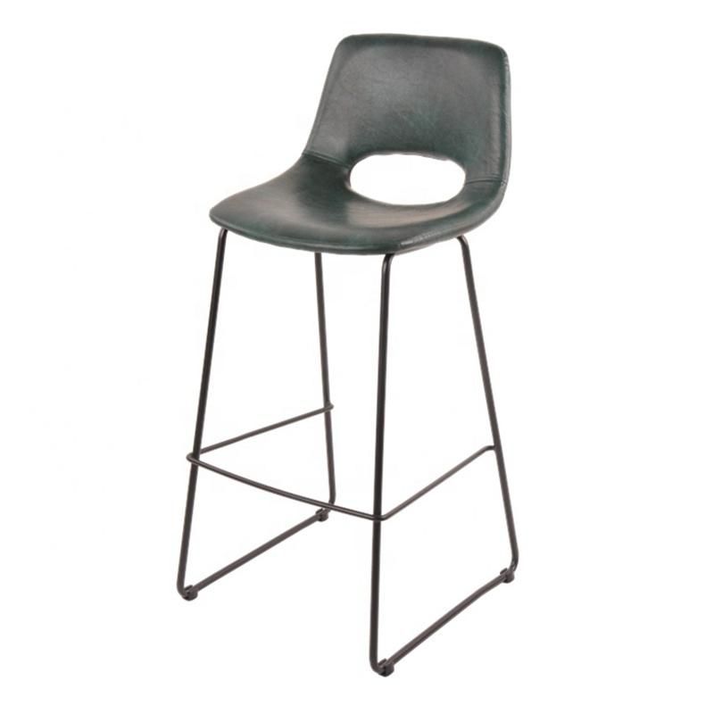 Hotel High End Luxury Cafe Furniture Metal Legs Synthetic Leather PU High Bar Stool Chairs