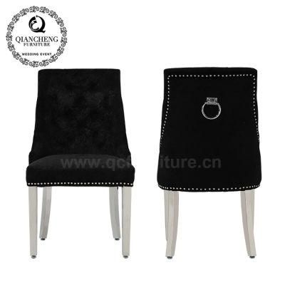 Stainless Steel High Back Velvet Modern Dining Chair