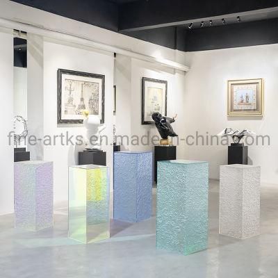 Exquisite Textured Decoration Column Semi-Transparent Acrylic Craft Art Collection Display Stand