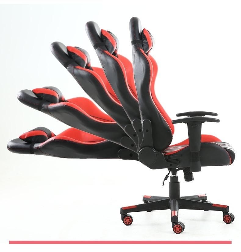 Racing Game Chair Ergonomic Massage PU Leather Complete Pink and White and Red Black Game Chair