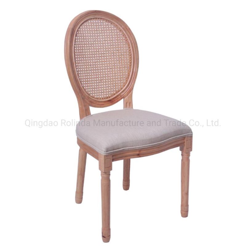 Low Price Restaurant Wood Furniture French Style Antique Table PU Leather Back Louis Xvi Dining Chair Wholesale