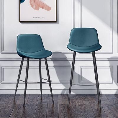 Wholesale Furniture Leather Upholstered Vintage Design High Bar Chair Stool with Metal Base