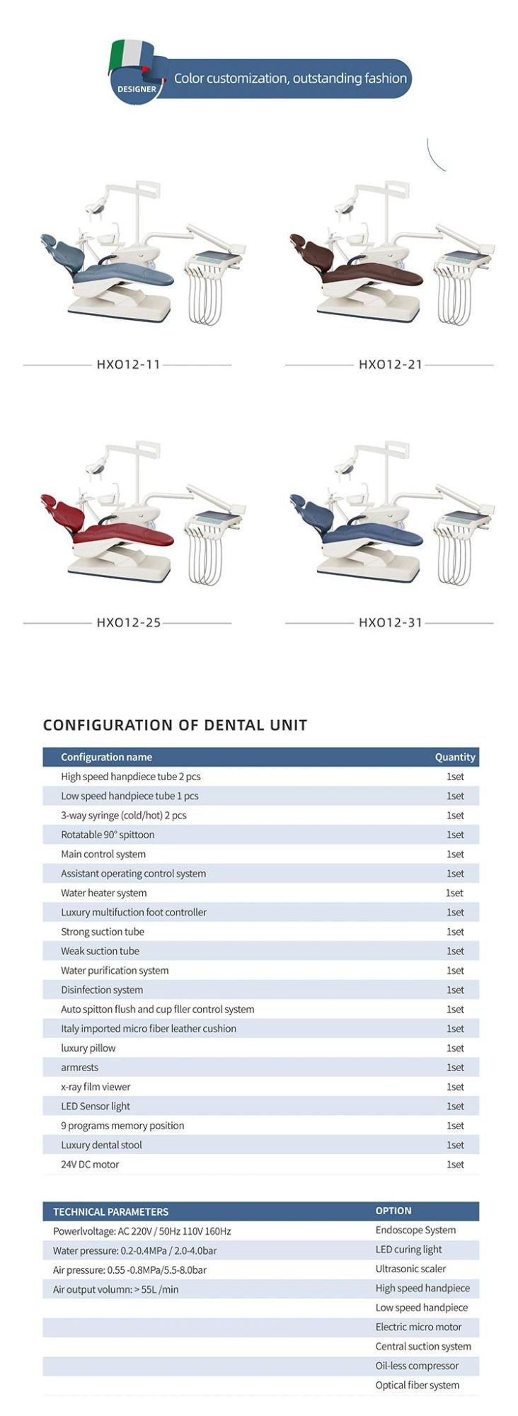 Dental Chair Unit Portabl with Micro Fiber Leather Cushion