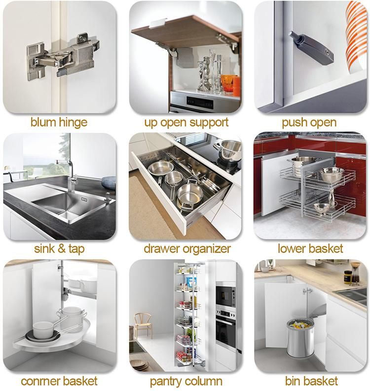 Latest Modular Waterproof U-Shaped White Gloss Kitchen Cabinet