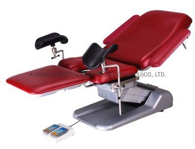 Rose Red Color Medical Gynecology Exam Chair Gynecology Chair with Electric Adjusted Foot Control