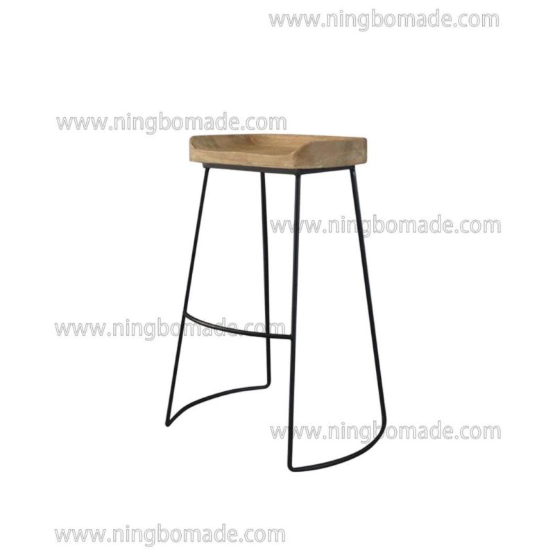 French Classic Provincial Vintage Furniture Weather Light Nature Oak and Black Iron Bar Stool