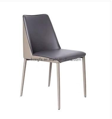 Modern Bedroom Furniture Leisure Leather Cushion Metal Frame Dining Chairs