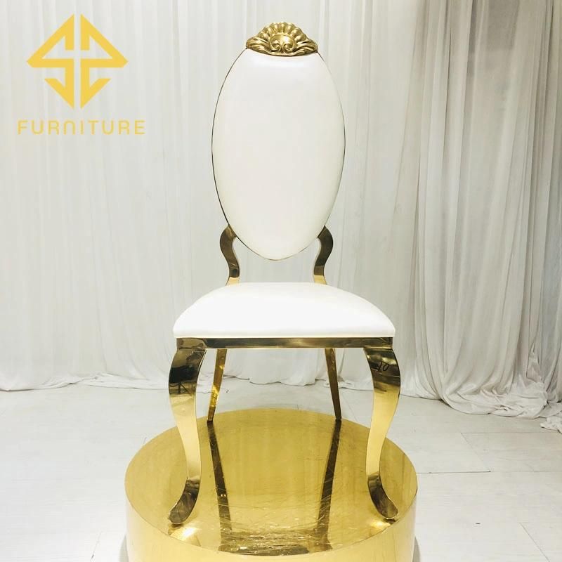 White Leather Cushion High Back Stainless Steel Dining Chair Hotel Furniture Wedding Chair