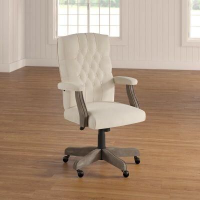 High Grade White Leather Adjustable Executive Office Chair with Armrest