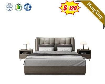 Dark Grey Bedroom Set Furniture Double Storage Bed with Leather Cushion
