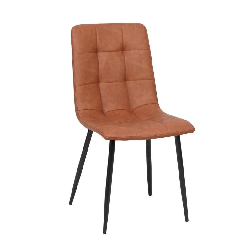 High Back Vintage PU Faux Leather Soft Seat Dining Chair