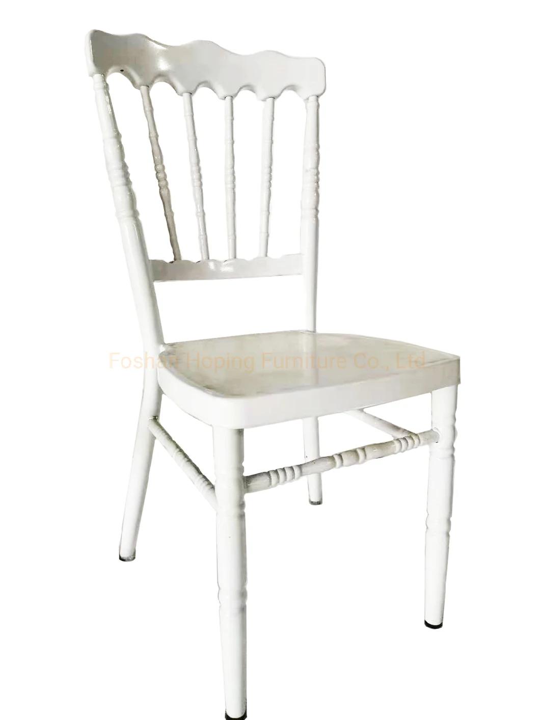 Royal Style Crown Backrest Wedding Event Gold Aluminum Chiavari Napoleon Chairs with Fixed Seat Cushion Government Furniture Throne Smart Expo Dining Chair