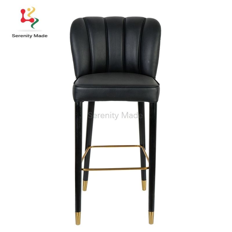 Modern Style Leather Upholstered Counter Bar Stool for Restaurant