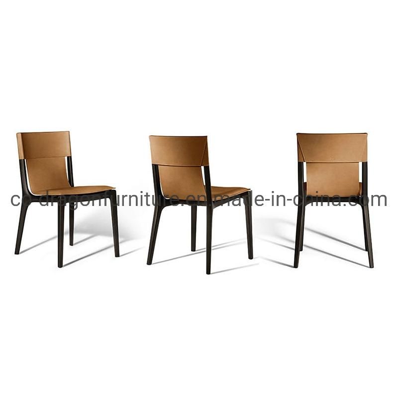 Popular European Style Wooden Legs Leather Dining Chair Furniture