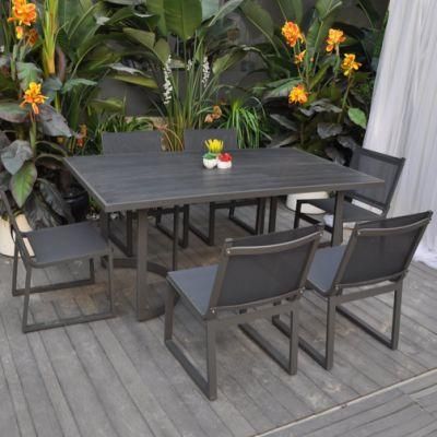 Modern Style Hotel Home Garden Outdoor Rattan Furniture Aluminum Frame Black Chair and Table Set