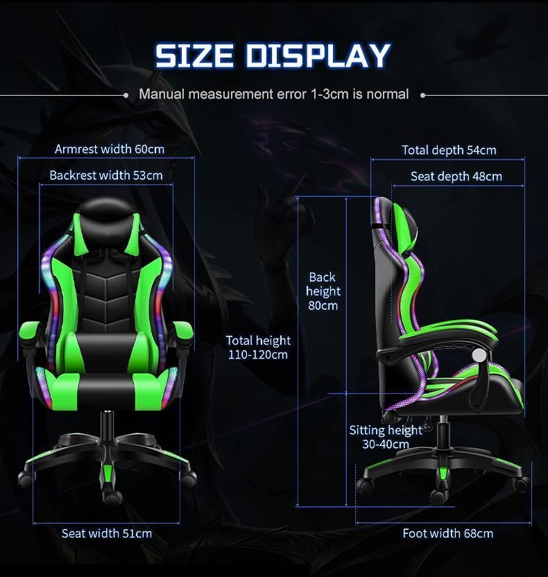 CE Approval Custom China Wooden Frame LED PU Leather Office Adult Ergonomic RGB Racing Computer PC Gamer Gaming Chair for Sale