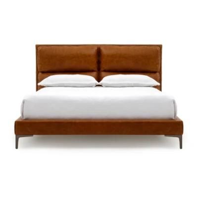 Hot Sale Fashion Italy Upholstered Leather Bed New Home Furniture Bedroom Furniture Hot Sale Fashion Sofa Bed King Bed Double Bed Wall Bed