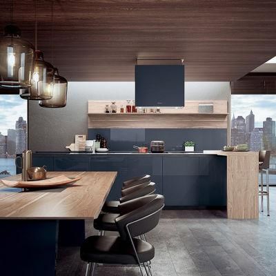 High Gloss Cheap Navy Blue UV Lacquer Kitchen Cabinet