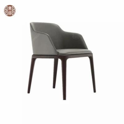 High Quality Hotel Restaurant Dining Chair Wood Frame with Leather