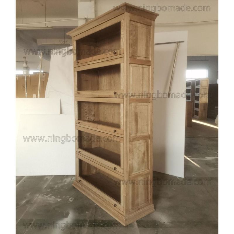 Classic French Casement Furniture Light Natural Oak Overhead Doors Display Cabinet